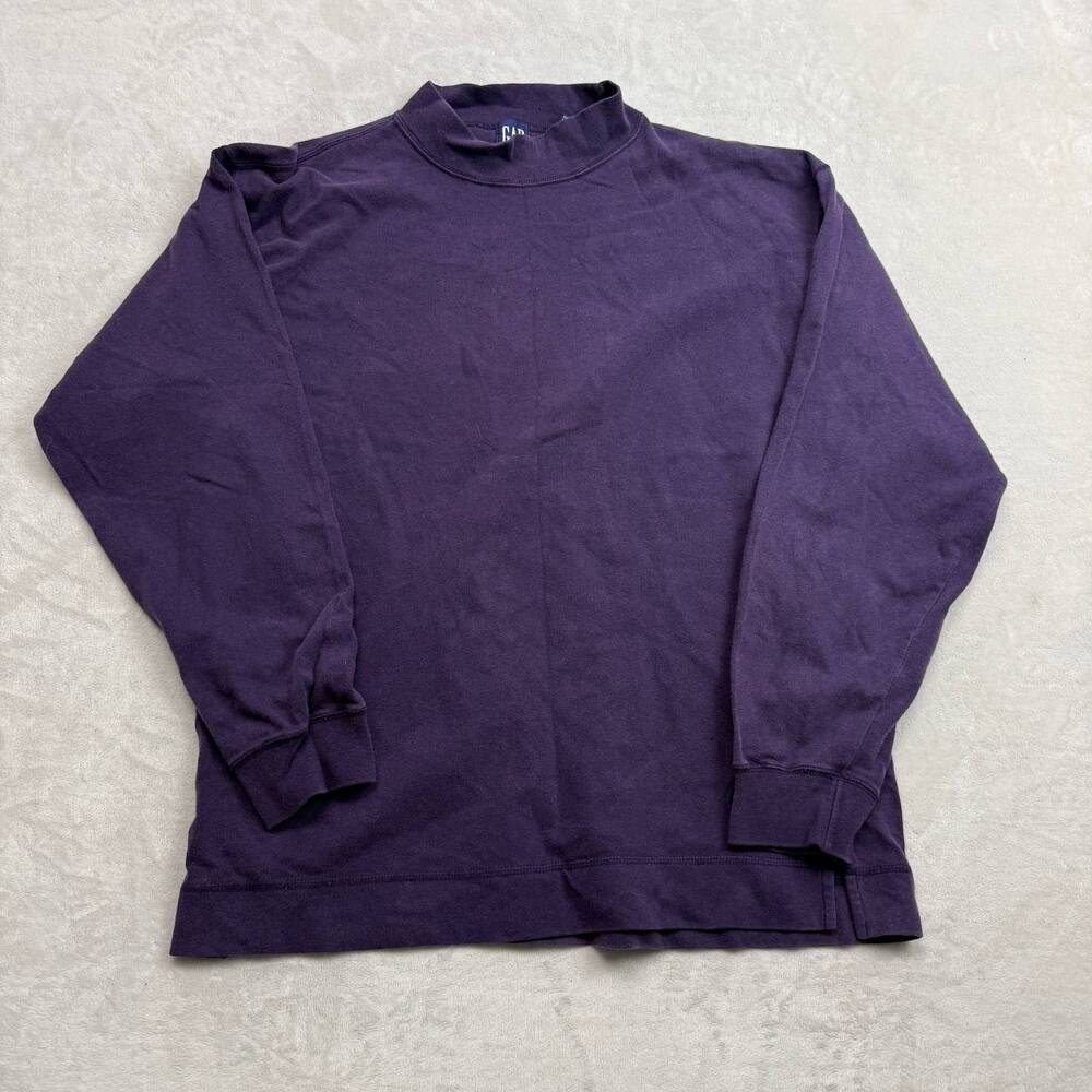 Gap Mock Neck Long Sleeve T-Shirt Women's Purple Size L Cotton Vintage 90s